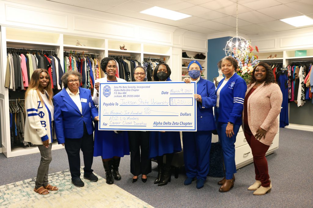 Zeta Phi Beta Sorority, Inc. has been donating their time, energy and financial resources to the Tiger Career Closet since its grand opening in 2017. (Photo by William Kelly/JSU)