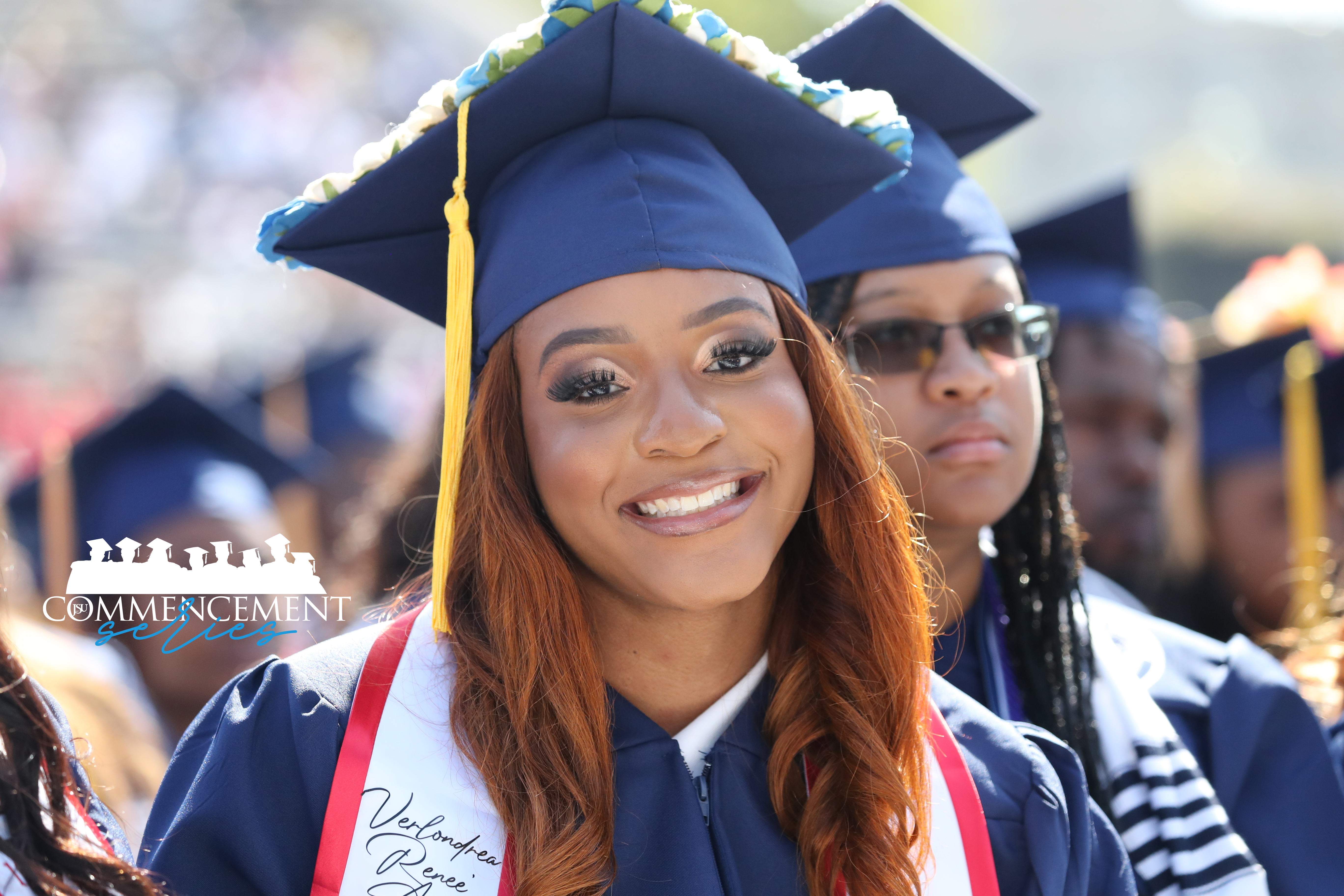 JSU graduate, Verlondrea Austin at the 2022 Spring Undergraduate Commencement ceremony. (Photo Credit: Charles A. Smith/University Communications)