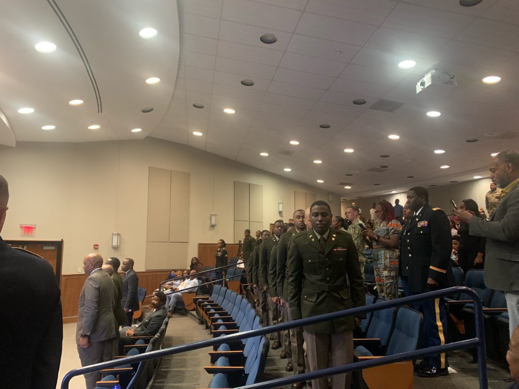 JSU Tiger Battalion Commissioning class preparing to receive commissioning oath.