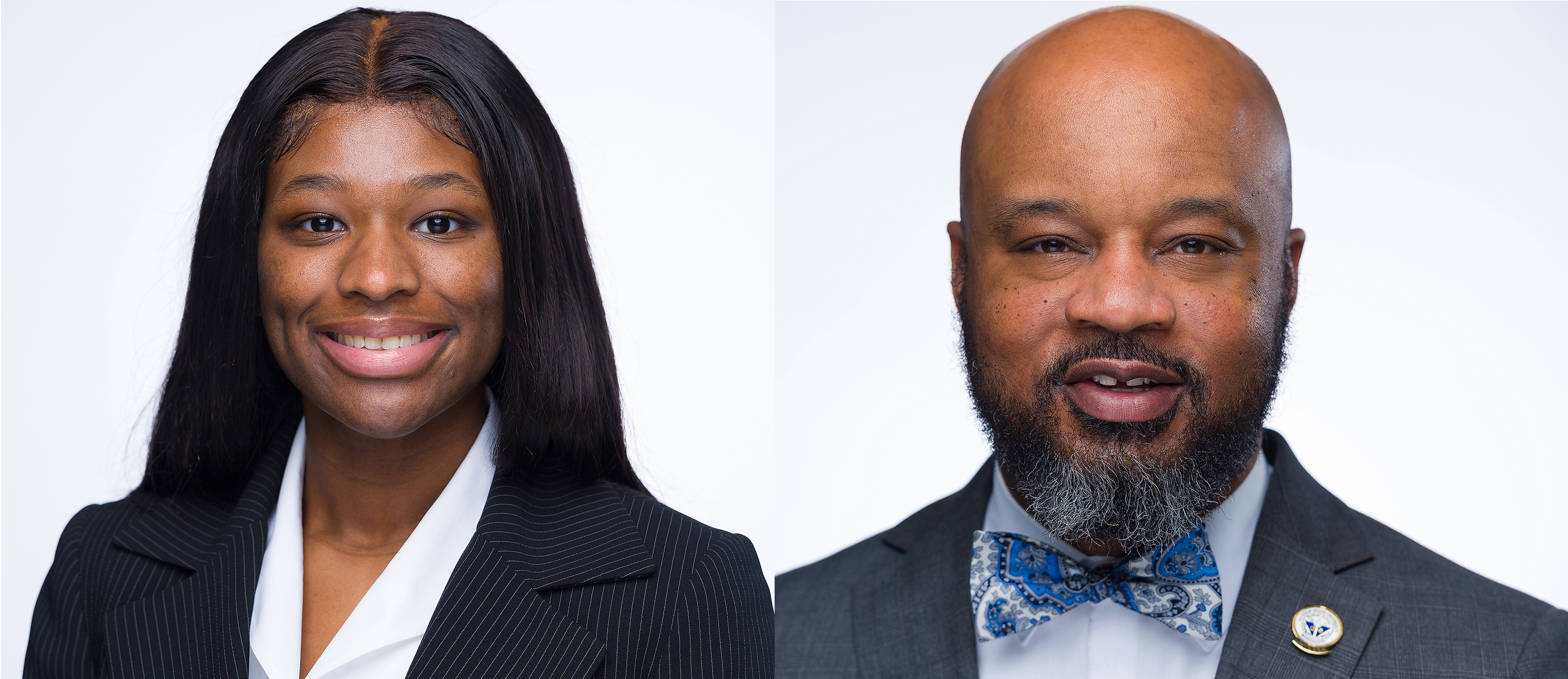 JSU's Kelsei Scott, a senior journalism and media studies major, and Mitchell Shears, Ed.D. are 2022 recipients of the Mississippi Association of Educational Opportunity Program Personnel Awards. (Photos by Charles A. Smith/JSU)