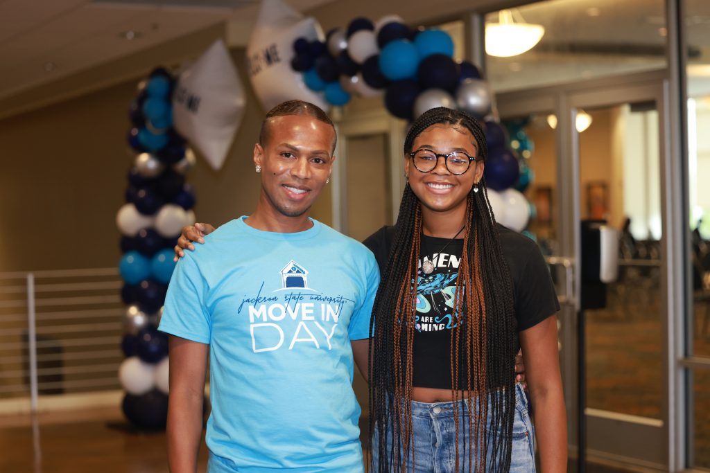 Shomari Johnson, a Ph.D. student at JSU, encouraged his niece, Skye, to attend, citing the University's public health program as one of the best. (Photo by William Kelly, III/JSU)