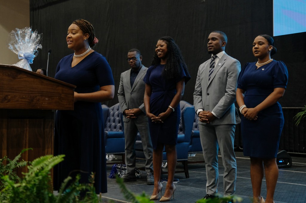 Ahead of the academic year, student leaders extended warm greetings reminding attendees the impact their presence has on student experience and lean on students to help fulfill the strategic vision of the university. (Charles A. Smith/University Communications)