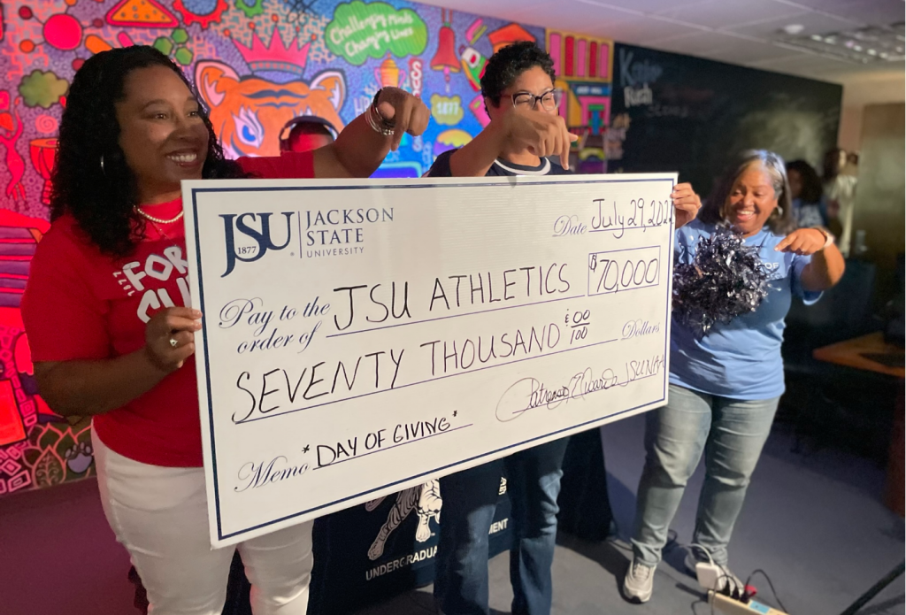 Jackson State University National Alumni Association donated $70,000 to the Division of Athletics at JSU during the HBCU's annual Day of Giving held on Friday. (Photo special to JSU)