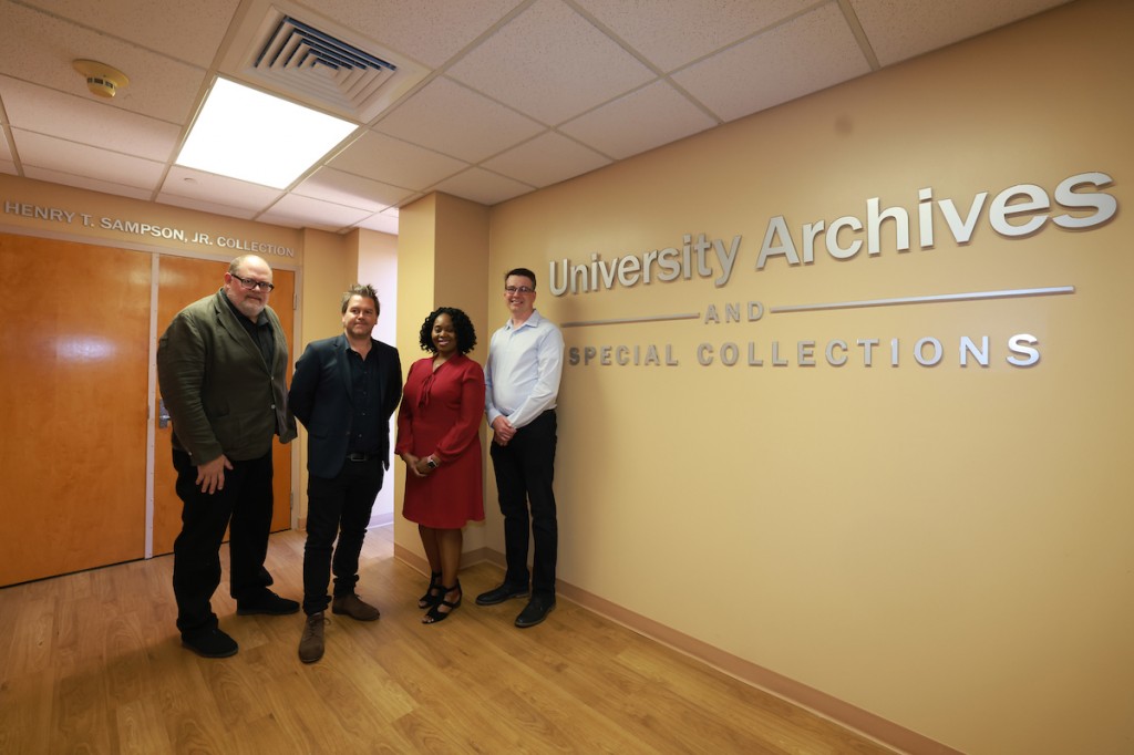 L to R: Matt Flor of AdNet Global, Nick Mullord of Getty Images, Cassandra Illidge of Getty Images, and Tim Anderson of Epson USA. (University Communications / William Kelly)
