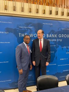 JSU President Thomas K. Hudson and World Bank Group President David Malpass pose for photos after the MOU signing held in Washington, D.C.