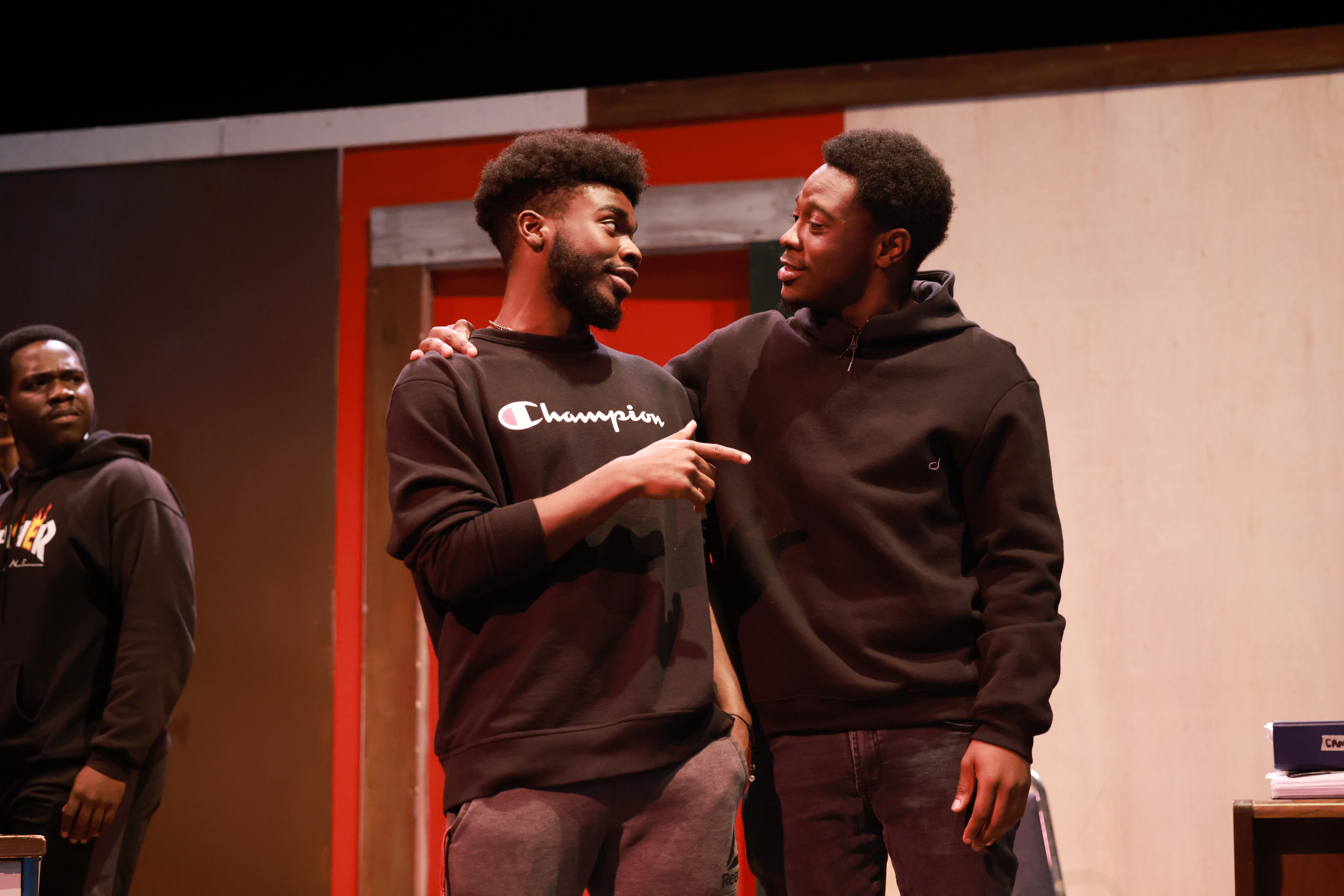 Succession features the 50-year-old, self-centered actor Marcus Chandler, played by Christian Johnson (right) and his manipulative protege Steve Harrison, played by Chandler Carter (left).