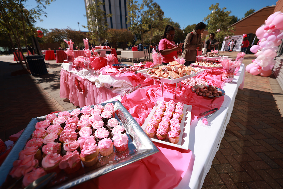 The Pink Party for Breast Cancer Awareness was definitely pink during the event on Wednesday, Oct. 19. (Photo by William Kelly/JSU)