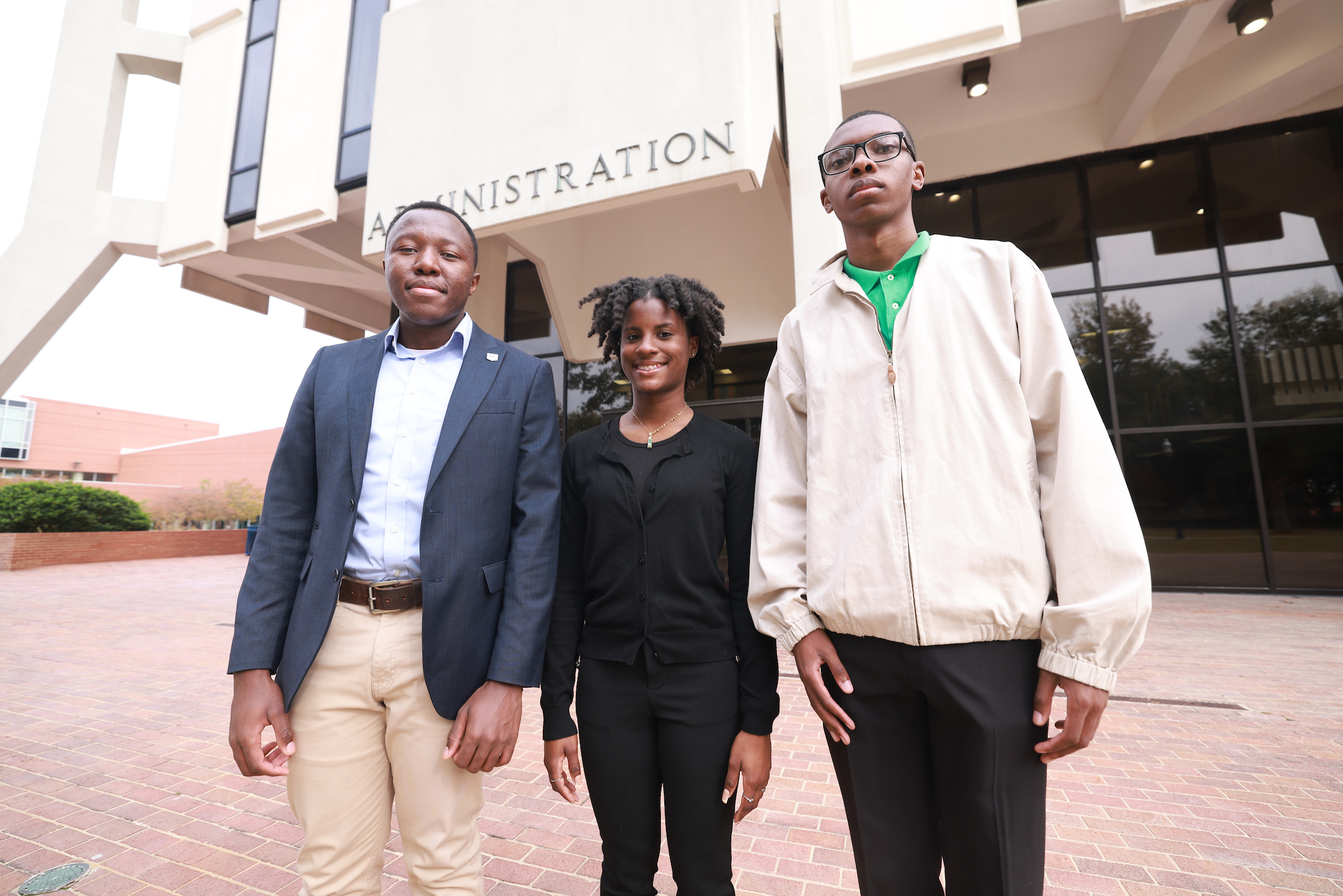 A dynamic team composed of three JSU sophomores, Mahlangu Nzunda, Alexandria Vassel-Thornton, and Patrick Clayborne, concentrated their fellowship research toward improving the campus ecosystem as it relates to student financial literacy. (William H. Kelly III/ JSU University Communications)