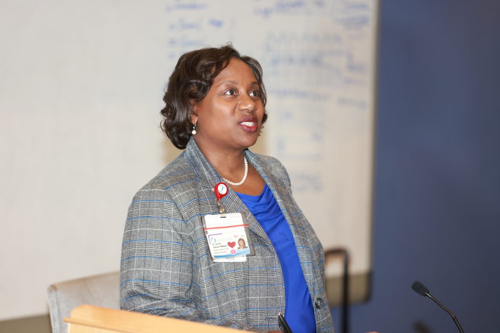 Dr. Loretta Jackson, Ph.D., vice dean for Medical Education at UMMC, opened her remarks with optimism for the future of the Mississippi healthcare industry. (William H. Kelly III/JSU University Communications)