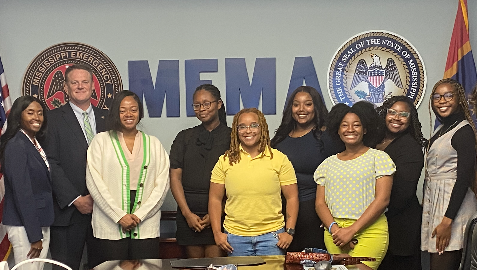Students in the Project Fast program had the opportunity to tour MEMA Headquarters and have an in depth conversation with Stephen C. McCraney, MEMA executive director, Clayton French, MEMA deputy director, and Susan Hardy, MEMA branch director. (Photo special to JSU)
