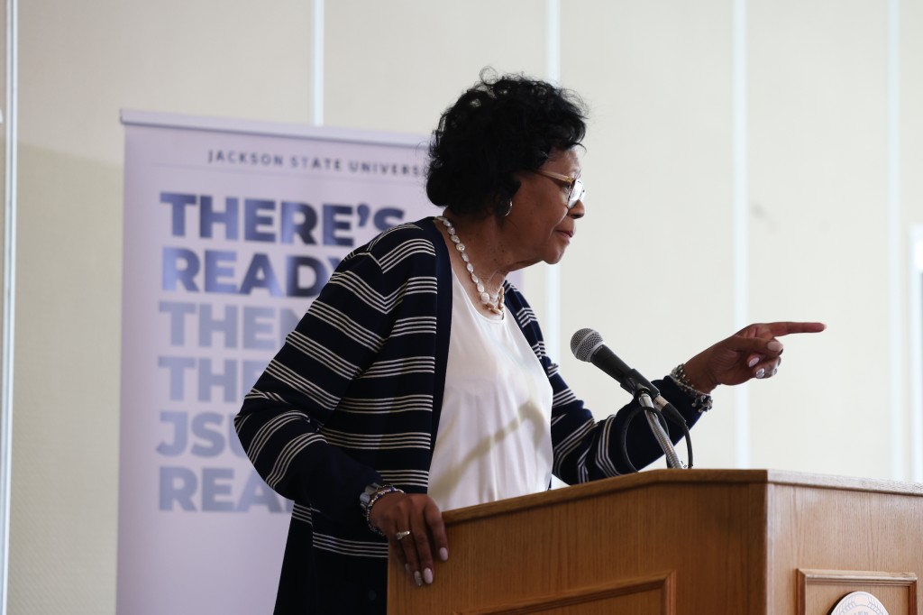 Ensuring a smooth transition of leadership and putting students needs front and center are immediate priorities, according to JSU Acting President Elayne Hayes-Anthony, Ph.D. (Photo by Charles A. Smith/JSU)