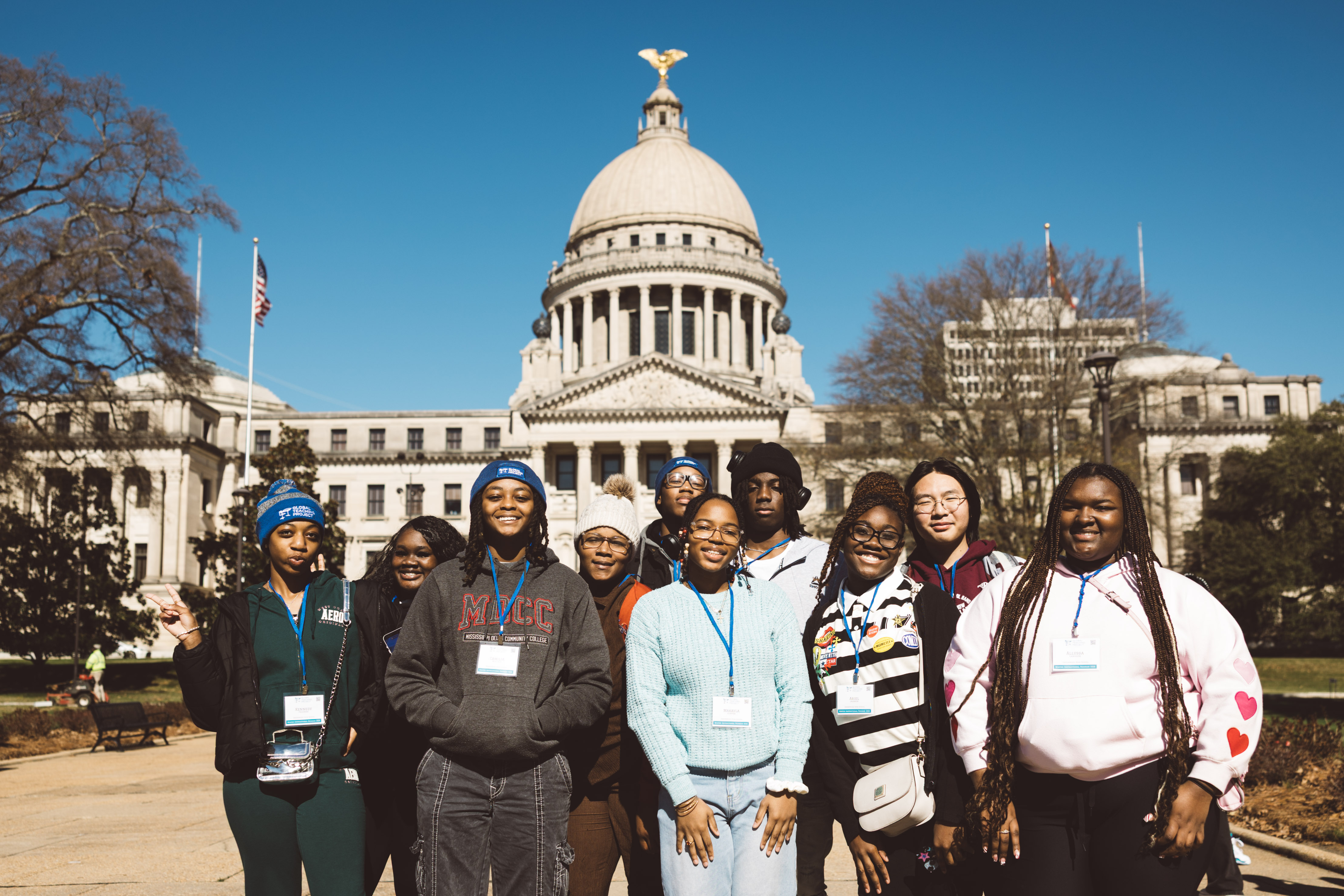 Participants from the Global Teaching Project at the Mississippi State Capitol