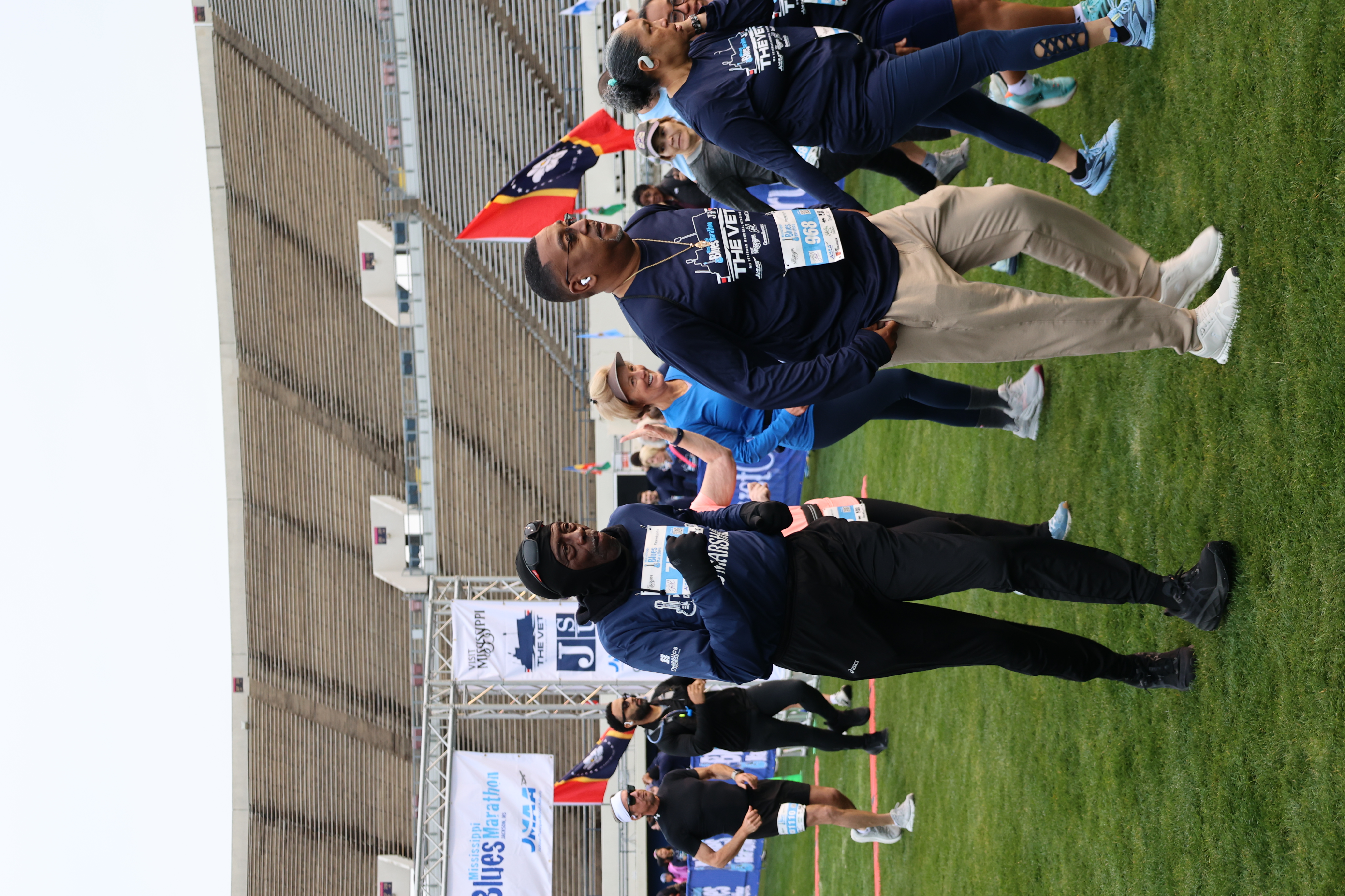 Hilliard Lackey, Ph.D., runs with other runners at the 19th Annual Mississippi Blues Marathon.