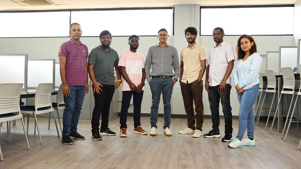 JSU Physics postdoctoral research associates and lead researcher, Saiful M. Islam, Ph.D. (center)