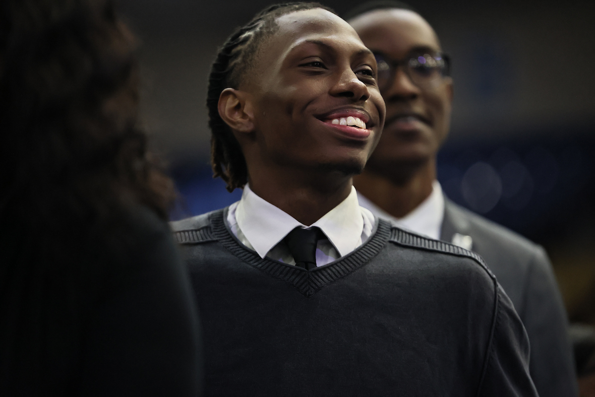 Male student smiling